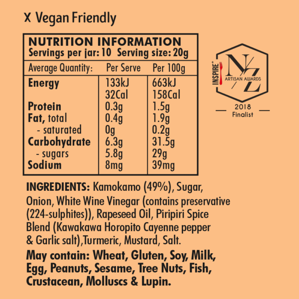 Kamokamo Pickle Nutritionals